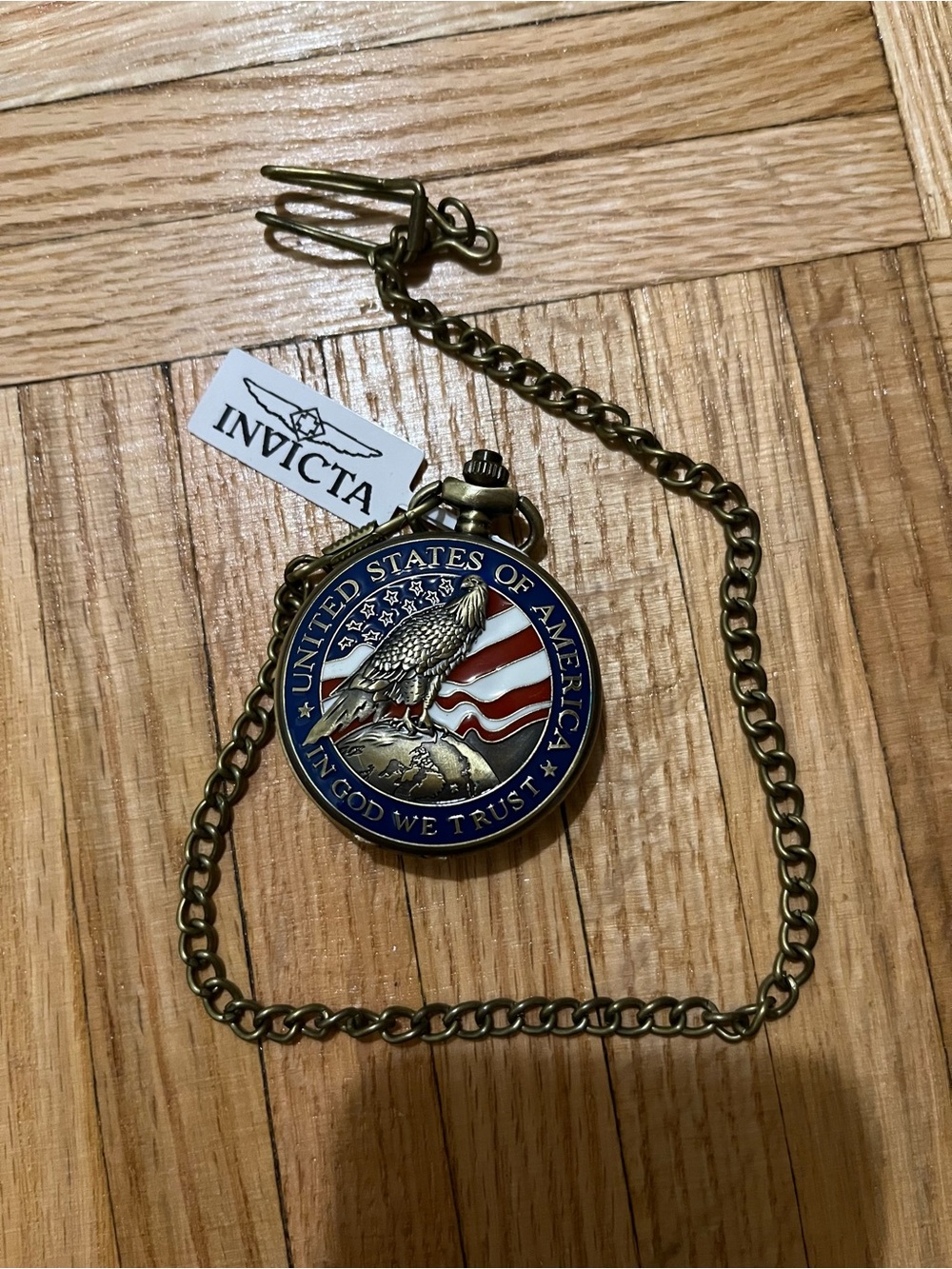Invicta 49008 Americana Eagle 47mm Pocket Watch + Chain & Box NWT